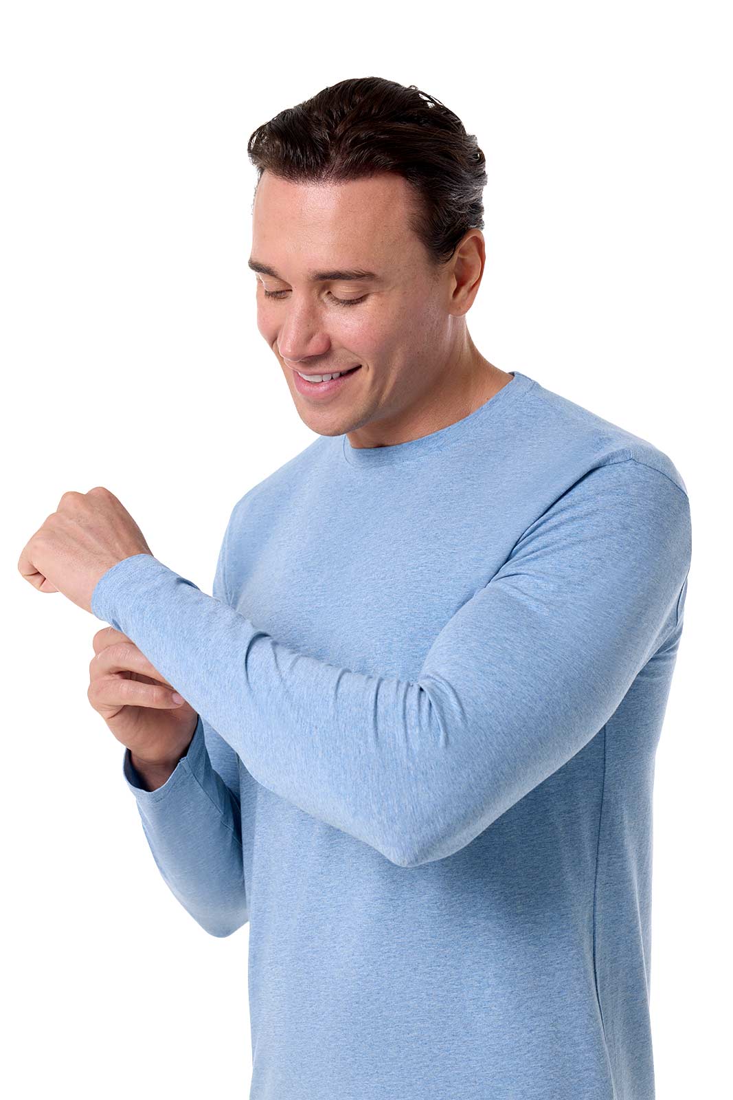 Men's Morada Everyday Long Sleeve T-Shirt | Light Blue Heather - Image 5