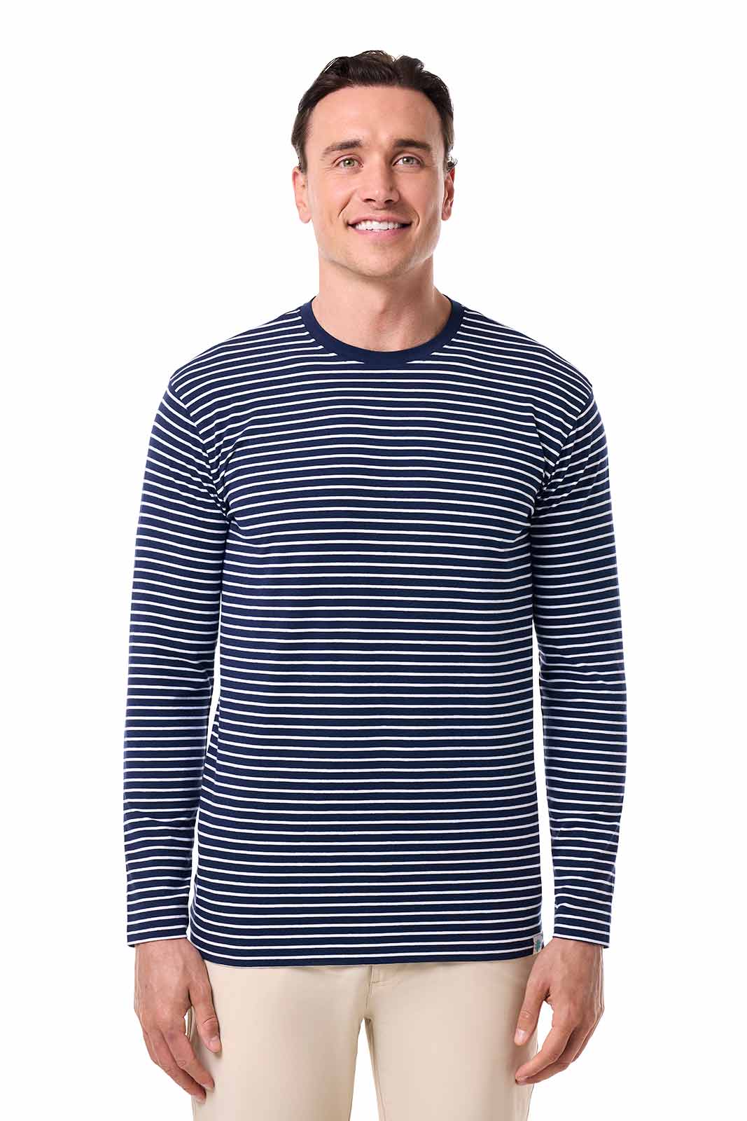 Men's Morada Everyday Long Sleeve T-Shirt | Navy/White Stripe - Image 3
