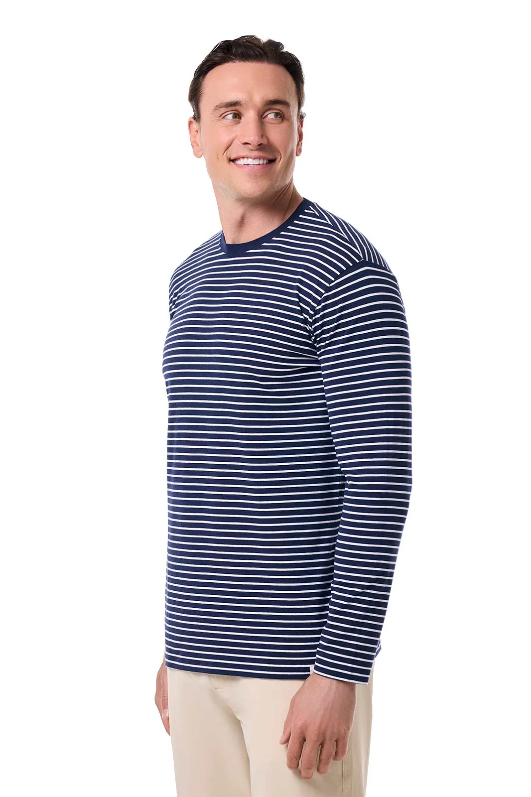 Men's Morada Everyday Long Sleeve T-Shirt | Navy/White Stripe - Image 4