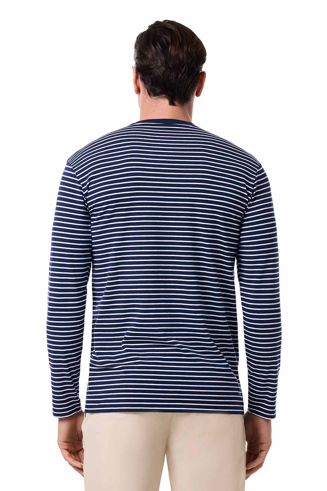 Men's Morada Everyday Long Sleeve T-Shirt | Navy/White Stripe - Image 5