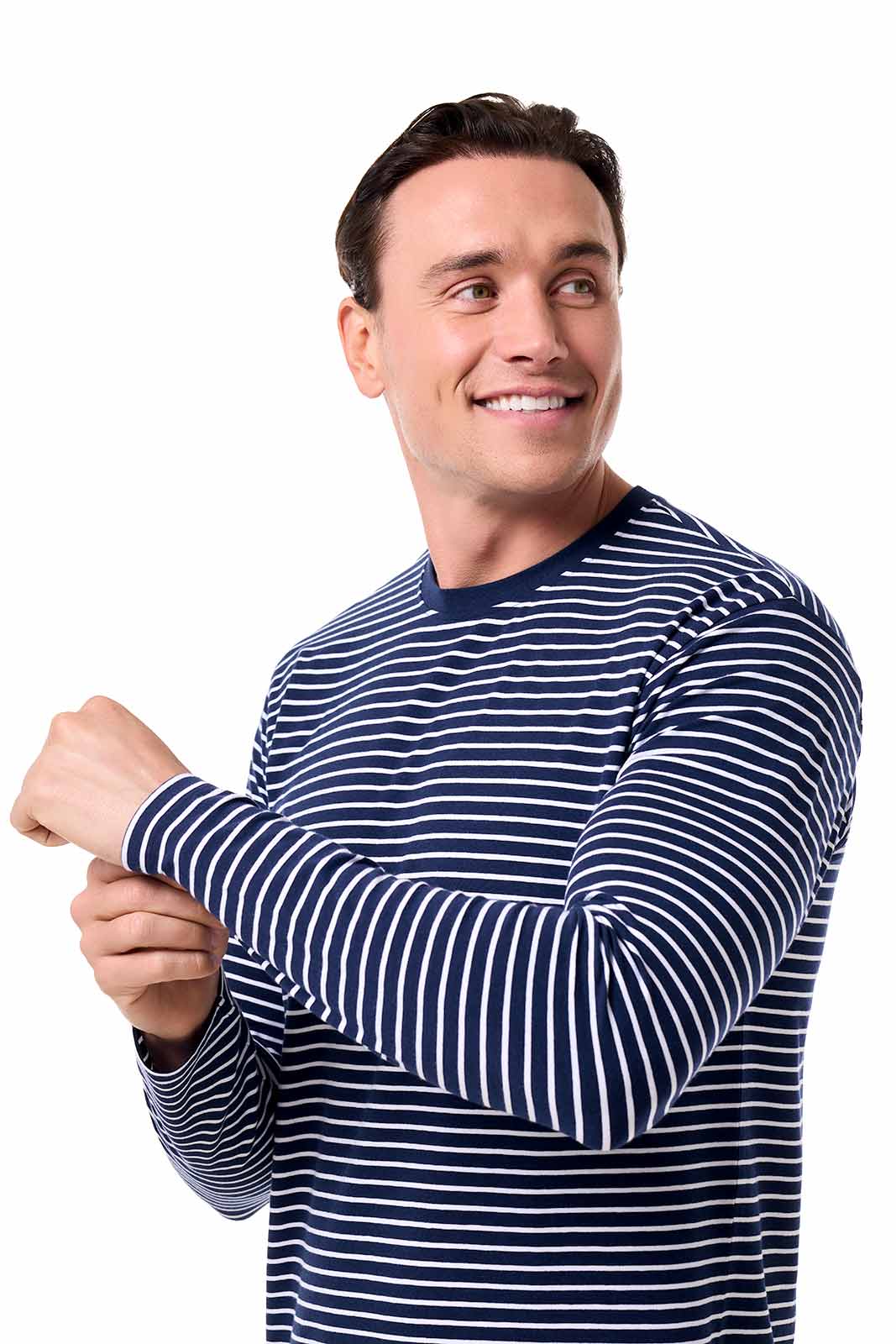 Men's Morada Everyday Long Sleeve T-Shirt | Navy/White Stripe - Image 6