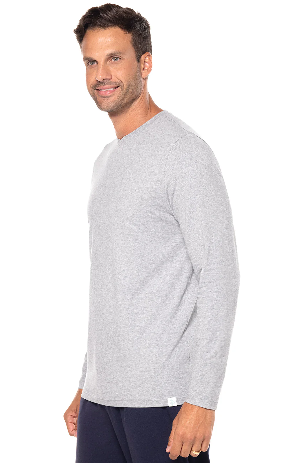 Men's Morada Everyday Long Sleeve V-Neck T-Shirt | Grey Heather - Image 3