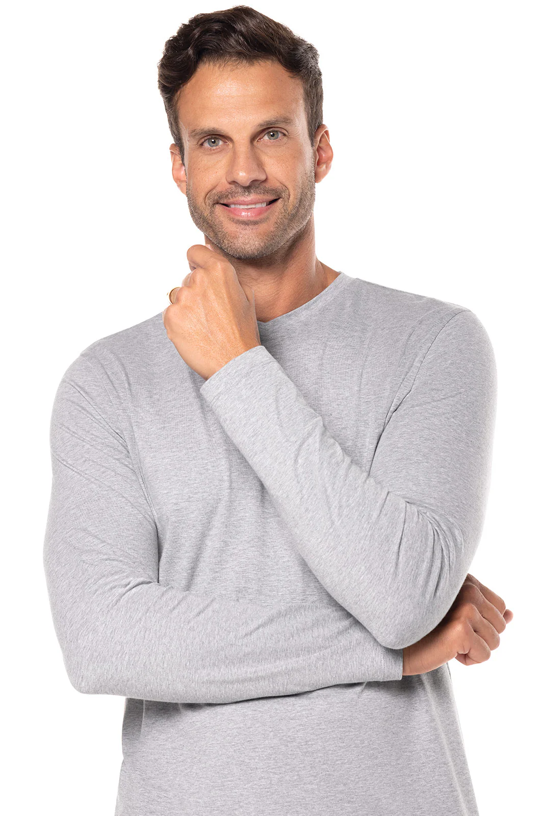 Men's Morada Everyday Long Sleeve V-Neck T-Shirt | Grey Heather - Image 5