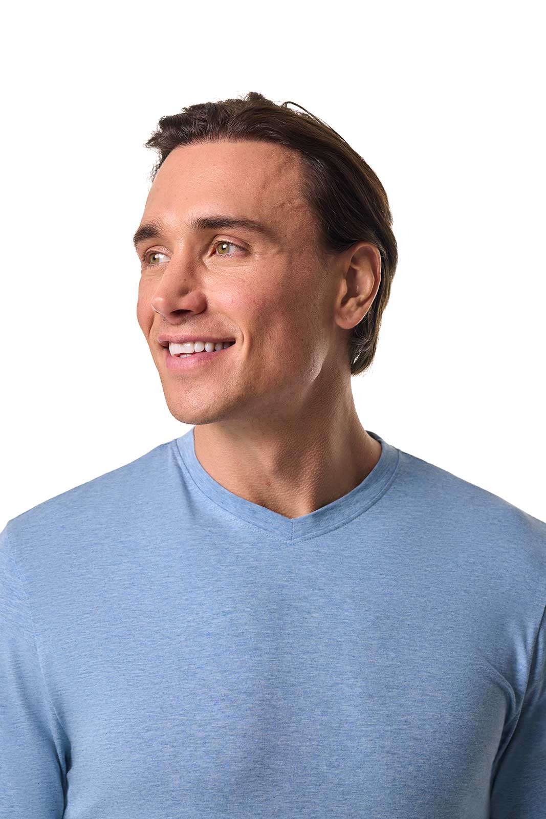 Men's Morada Everyday Long Sleeve V-Neck T-Shirt | Light Blue Heather - Image 6