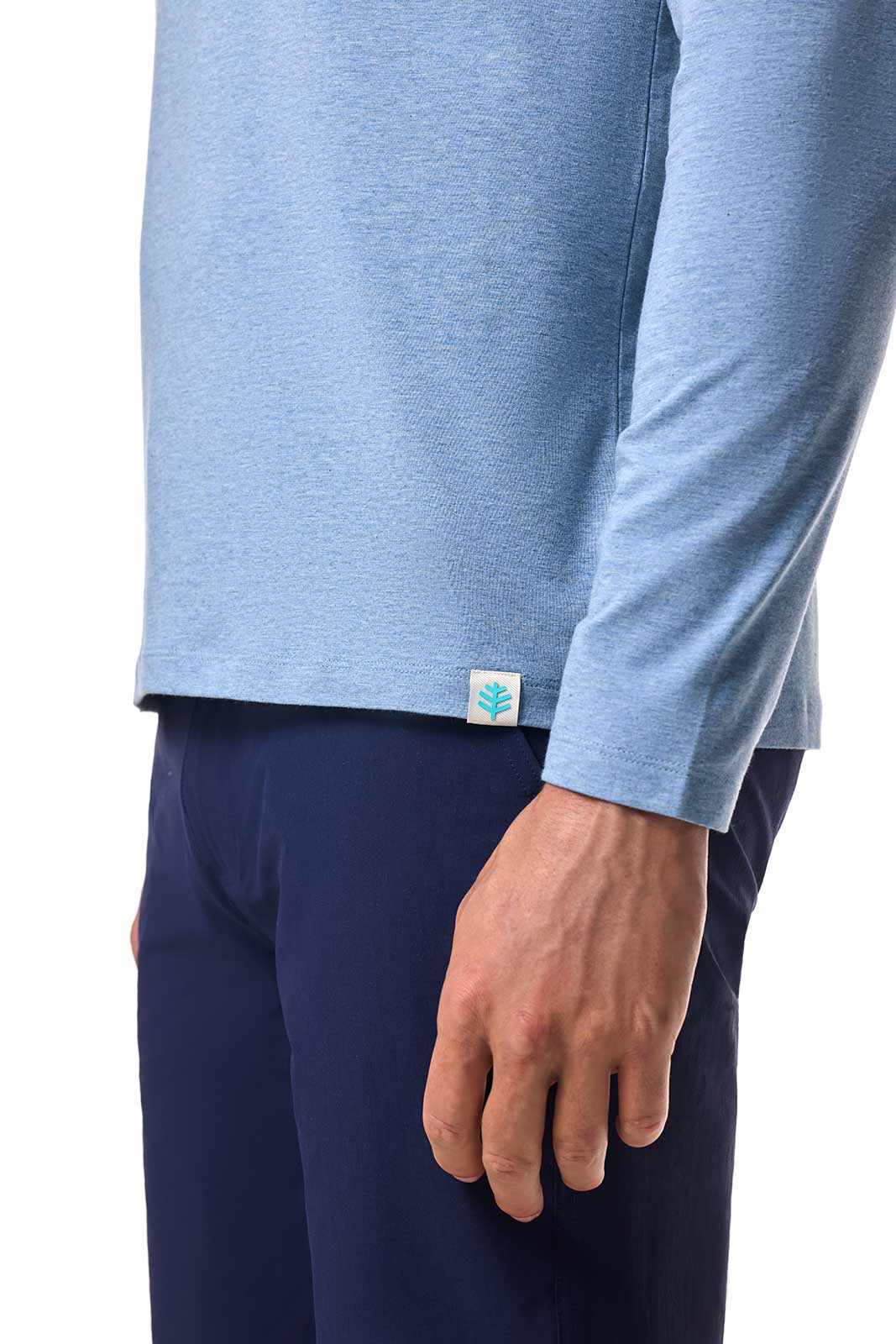Men's Morada Everyday Long Sleeve V-Neck T-Shirt | Light Blue Heather - Image 7
