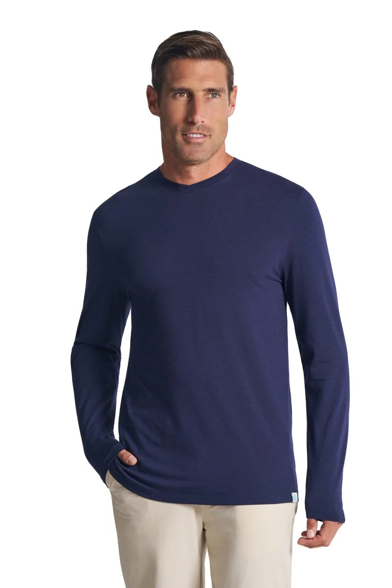 Men's Morada Everyday Long Sleeve V-Neck T-Shirt | Navy - Image 2