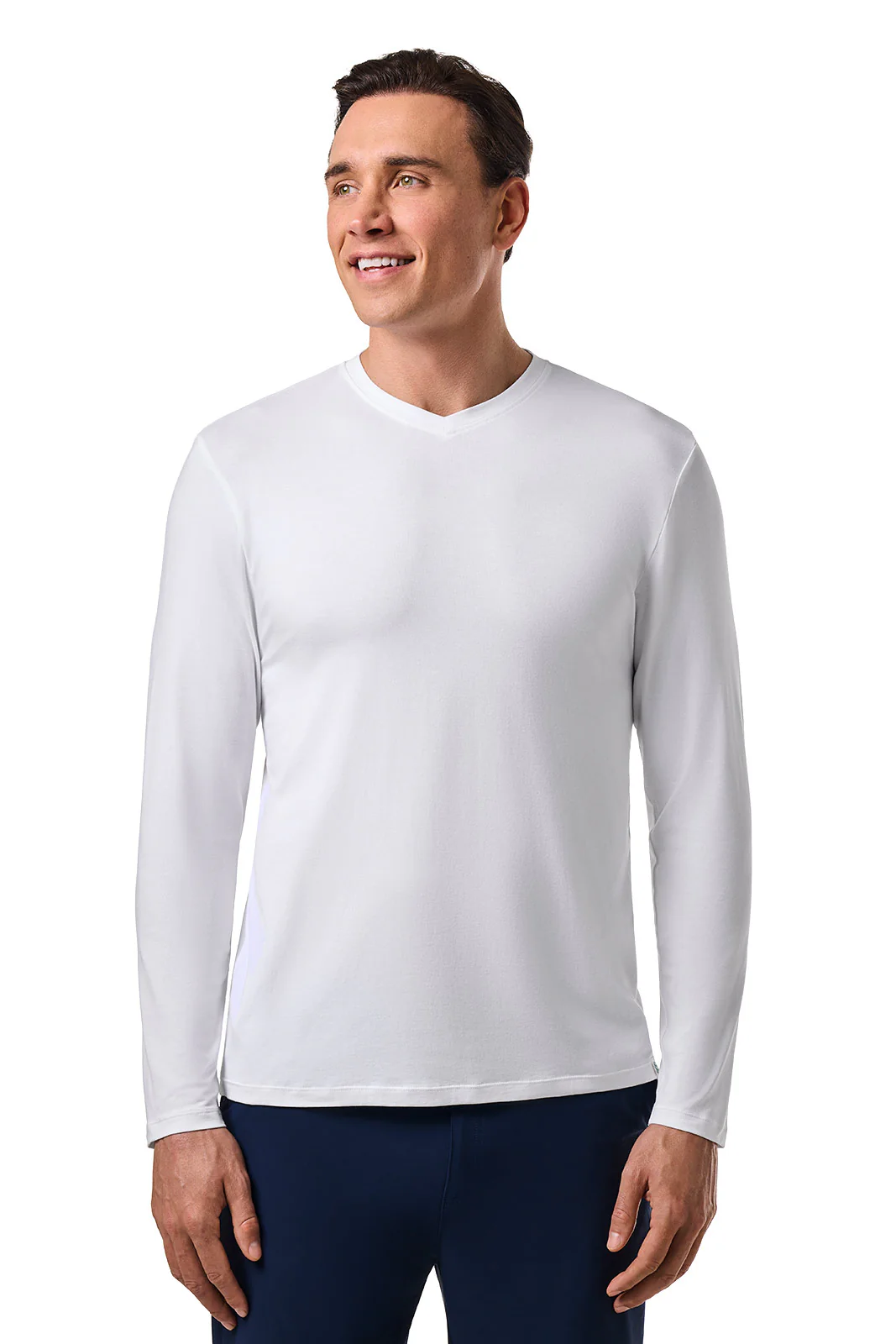 Men's Morada Everyday Long Sleeve V-Neck T-Shirt | White - Image 2