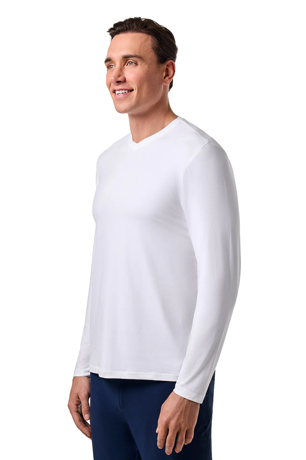 Men's Morada Everyday Long Sleeve V-Neck T-Shirt | White - Image 4