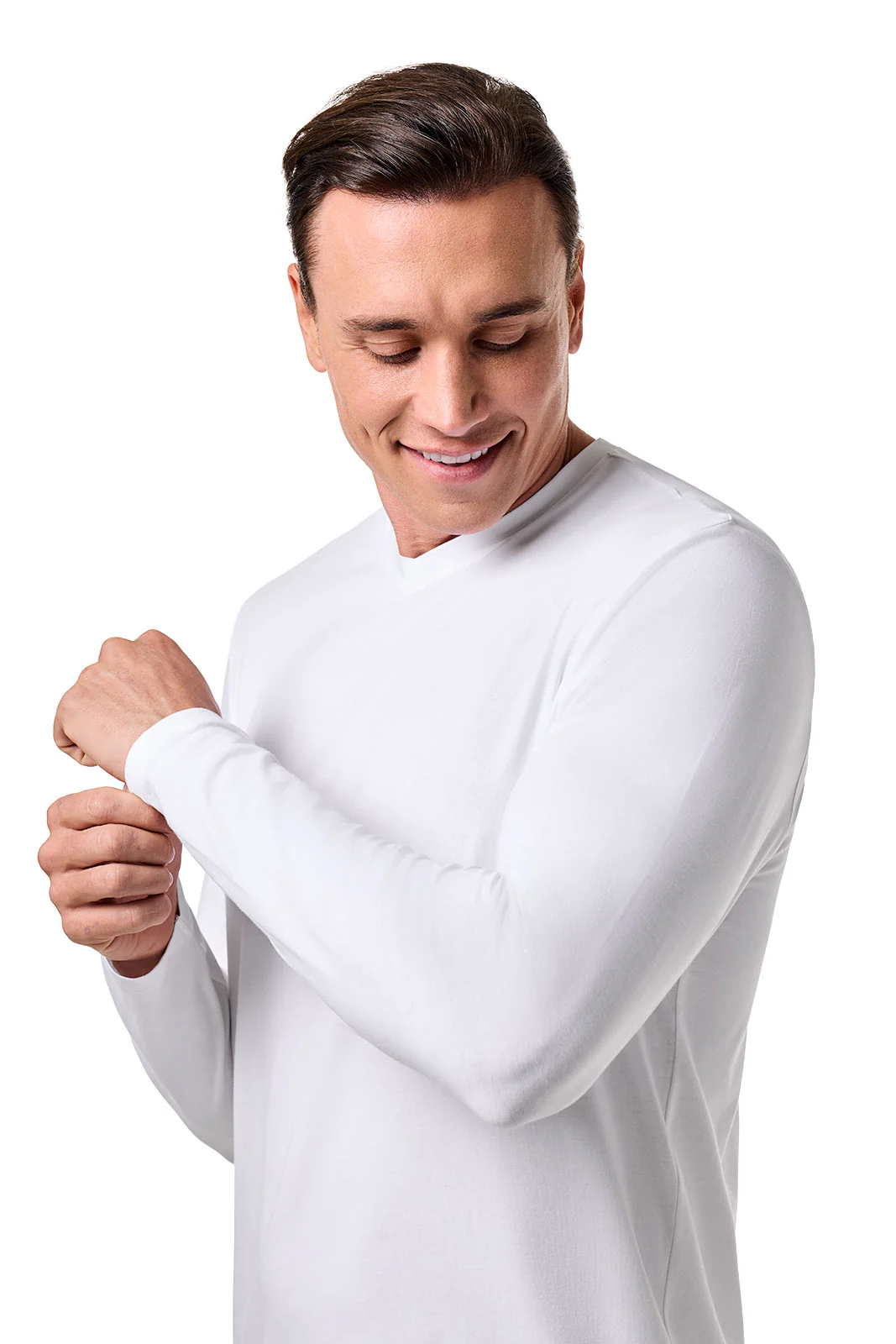 Men's Morada Everyday Long Sleeve V-Neck T-Shirt | White - Image 6