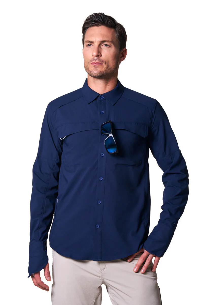 Men's Nassau Long Sleeve Fishing Shirt | Navy - Image 13
