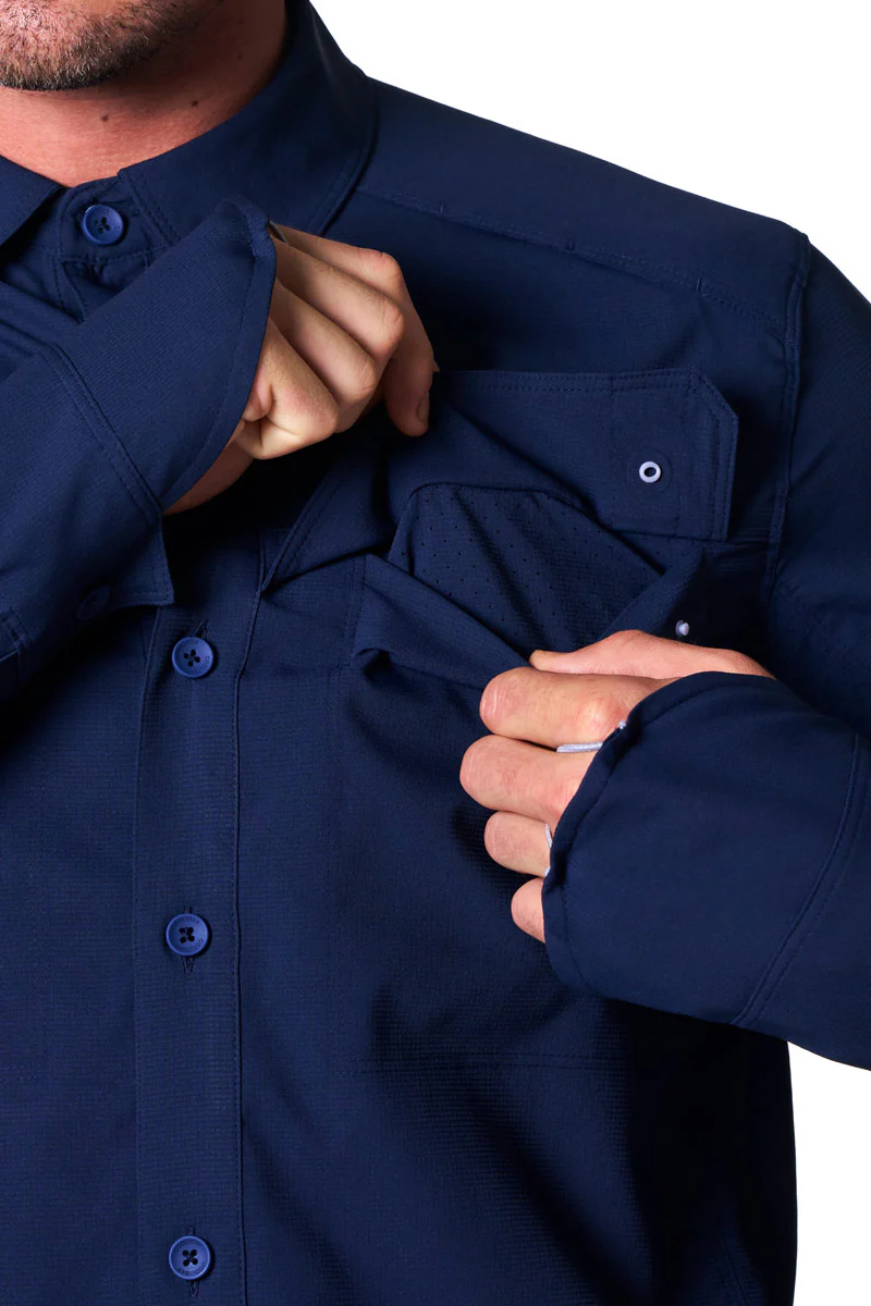 Men's Nassau Long Sleeve Fishing Shirt | Navy - Image 14