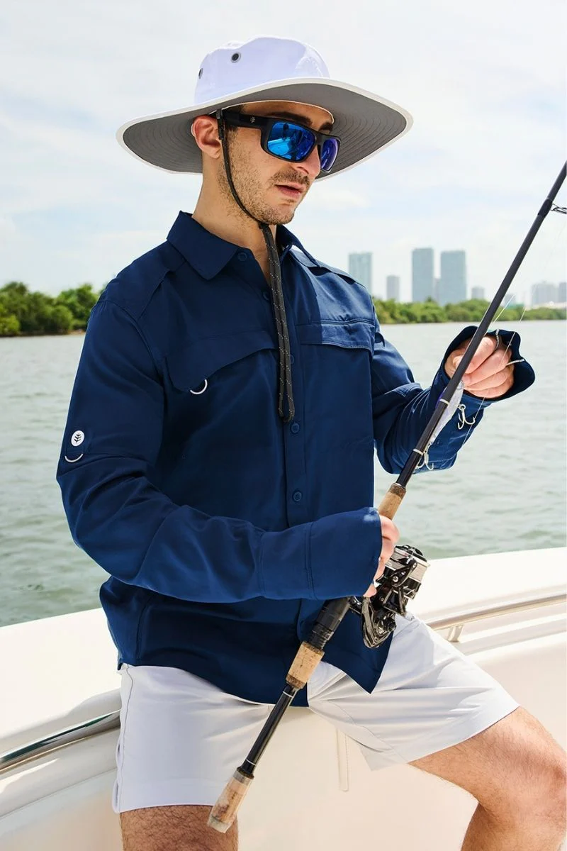 Men's Nassau Long Sleeve Fishing Shirt | Navy - Image 17