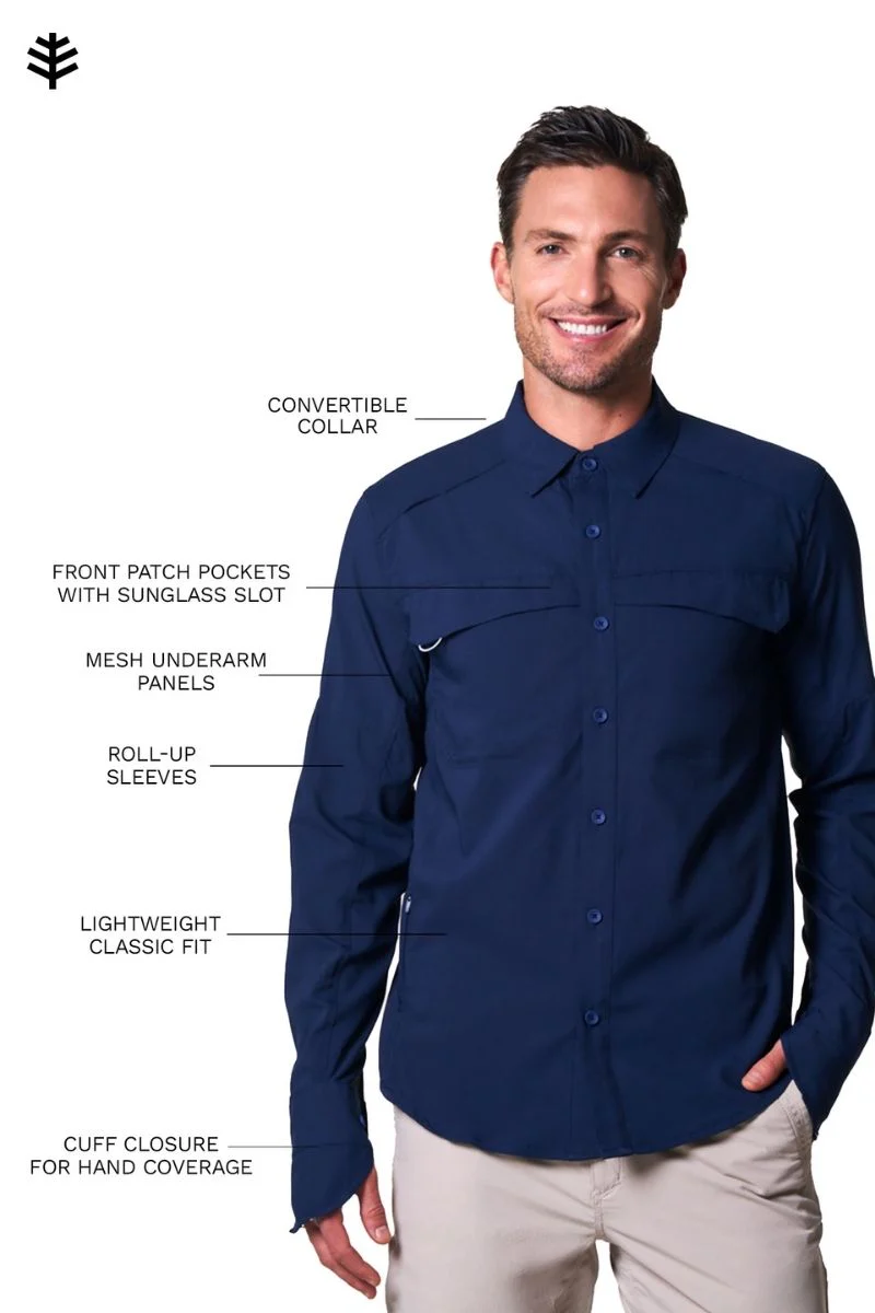 Men's Nassau Long Sleeve Fishing Shirt | Navy - Image 3
