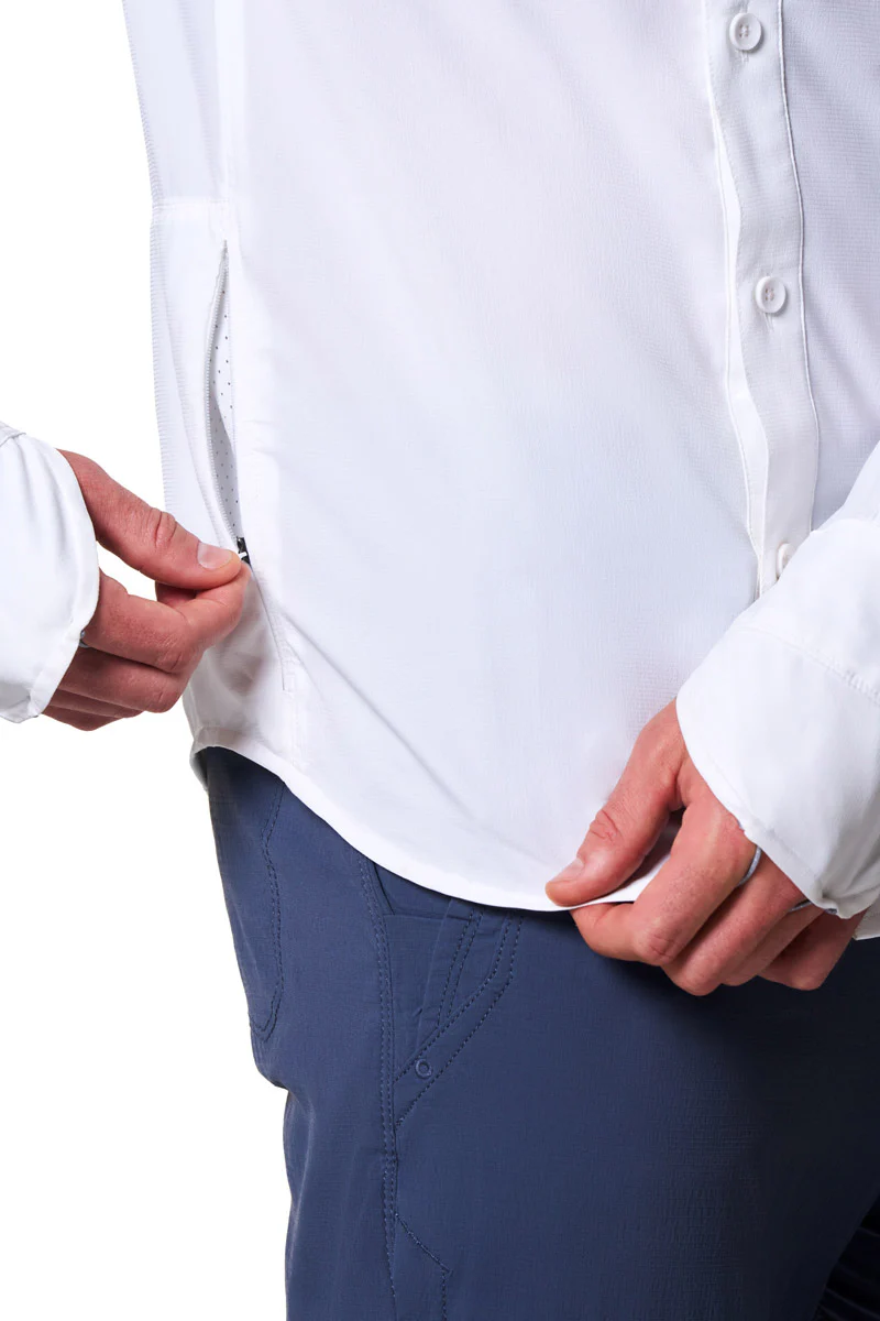 Men's Nassau Long Sleeve Fishing Shirt | White - Image 7
