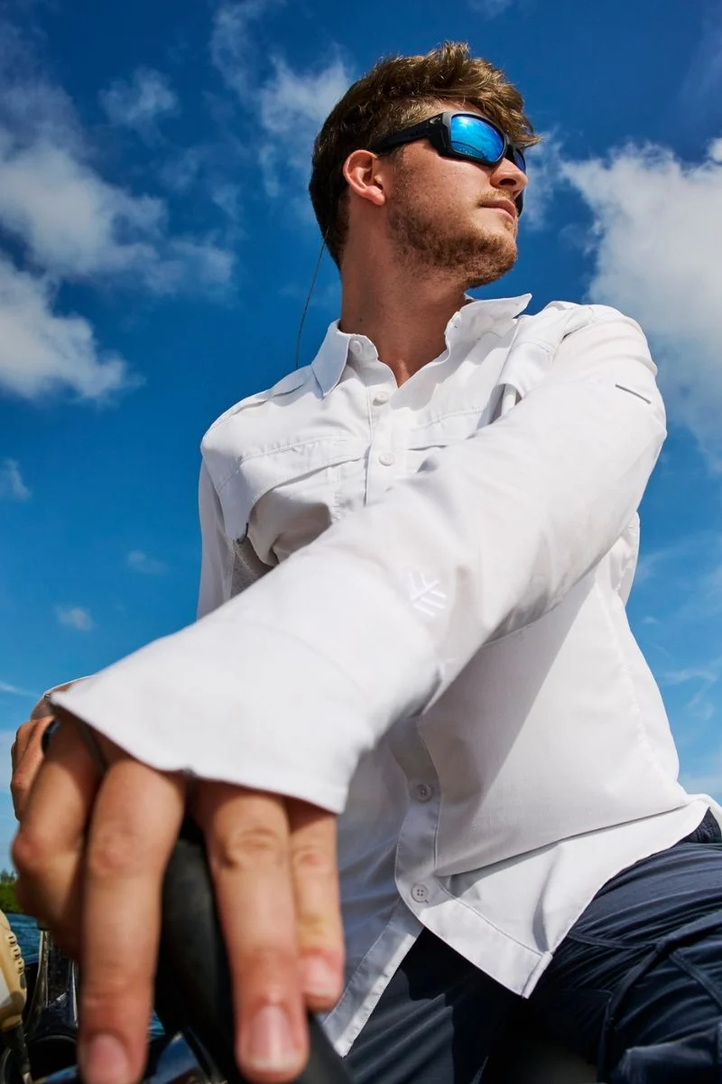 Men's Nassau Long Sleeve Fishing Shirt | White - Image 9