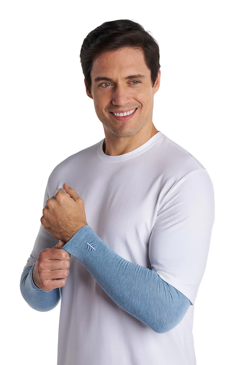 Men's Navagio Arm Sleeves | Light Blue Heather - Image 4