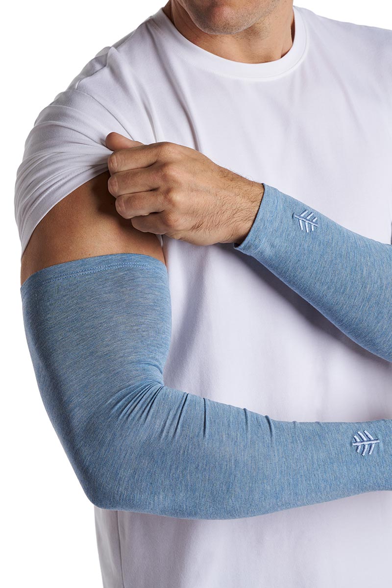 Men's Navagio Arm Sleeves | Light Blue Heather - Image 6