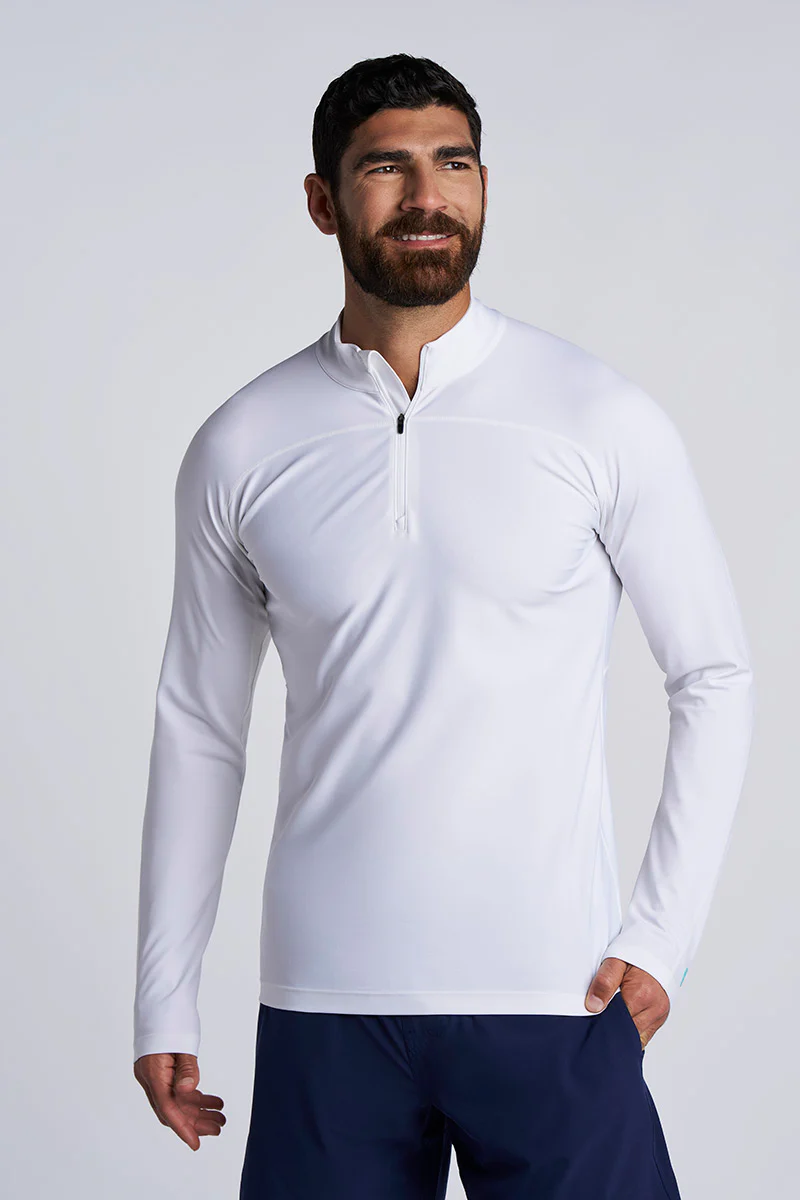Men's Nocona Zip Rash Guard | White - Image 2