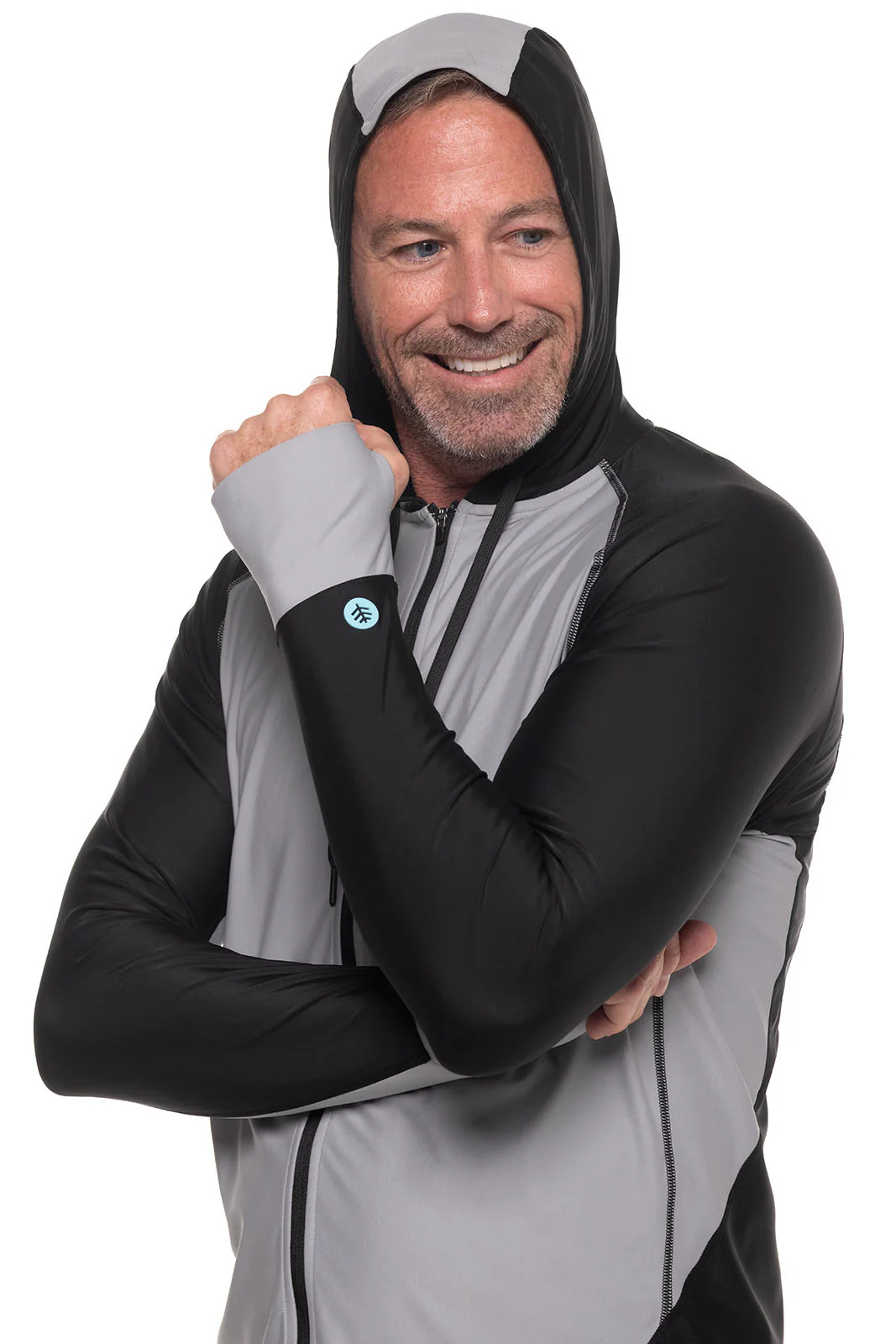 Men's Ocala Swim Hoodie | Black Colorblock - Image 6