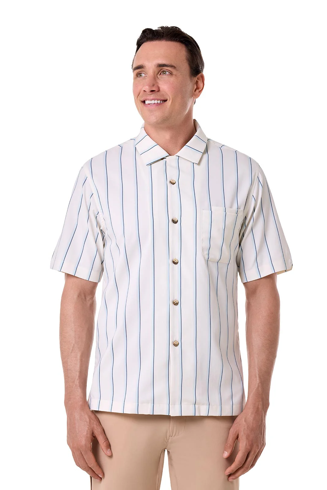 Men's Safari Camp Shirt | Pearl/Skyride Stripe - Image 2