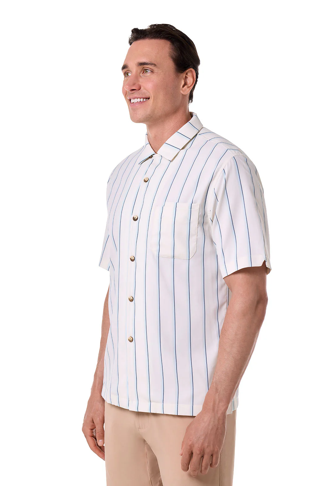Men's Safari Camp Shirt | Pearl/Skyride Stripe - Image 3