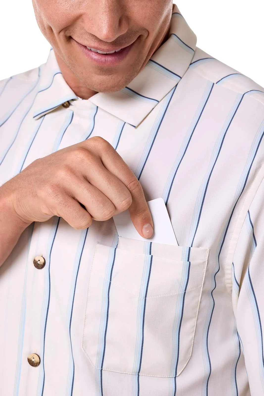 Men's Safari Camp Shirt | Pearl/Skyride Stripe - Image 5