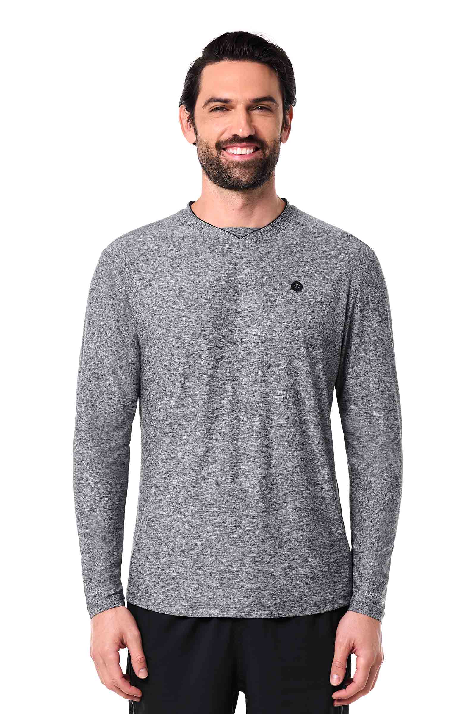 Men's Tiebreaker Long Sleeve Tennis T-Shirt | Charcoal Heather - Image 3