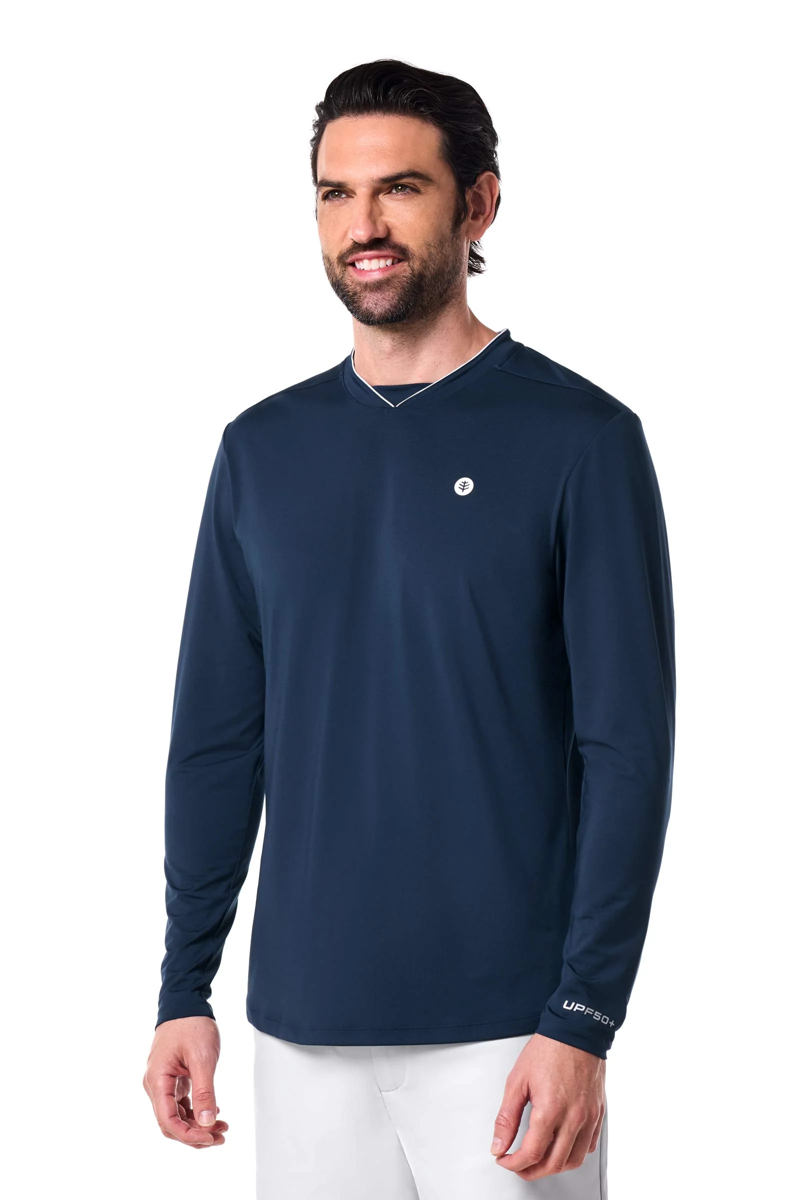 Men's Tiebreaker Long Sleeve Tennis T-Shirt | Navy - Image 3