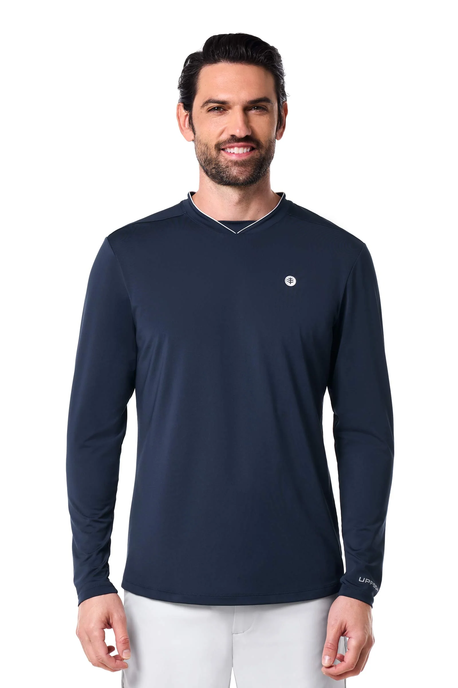 Men's Tiebreaker Long Sleeve Tennis T-Shirt | Navy - Image 4