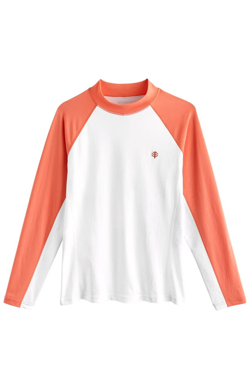 Men's Tulum Long Sleeve Surf Rash Guard | Soft Coral Colorblock - Image 3