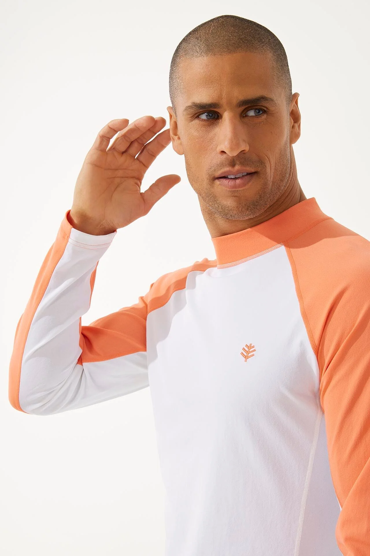 Men's Tulum Long Sleeve Surf Rash Guard | Soft Coral Colorblock - Image 5