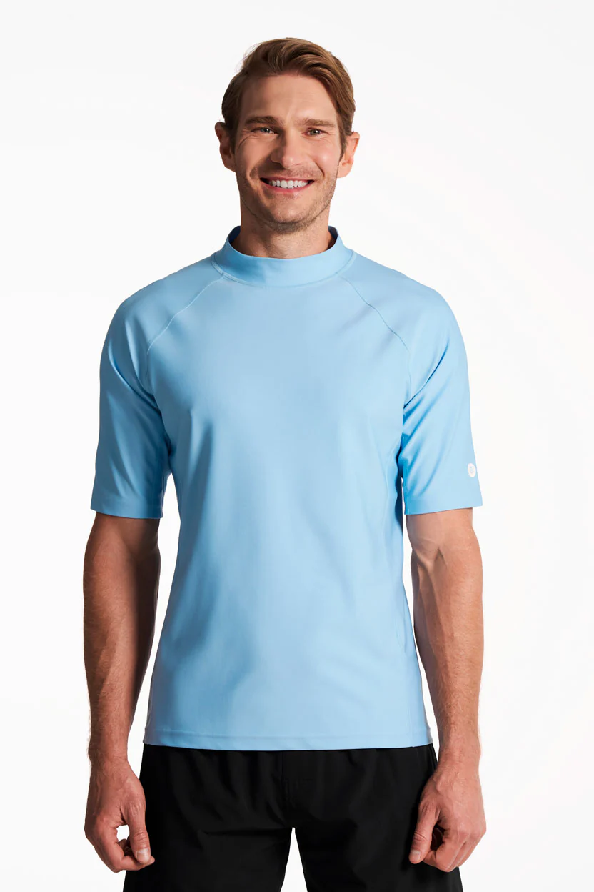Men's Tulum Short Sleeve Surf Rash Guard | Arctic Blue - Image 3