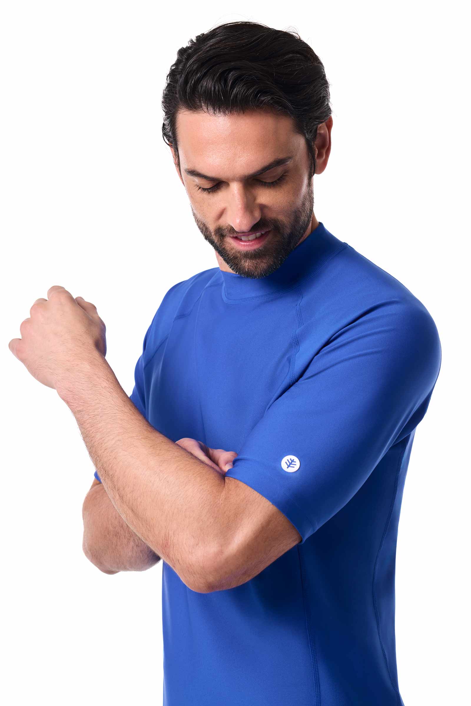 Men's Tulum Short Sleeve Surf Rash Guard | Baja Blue - Image 5