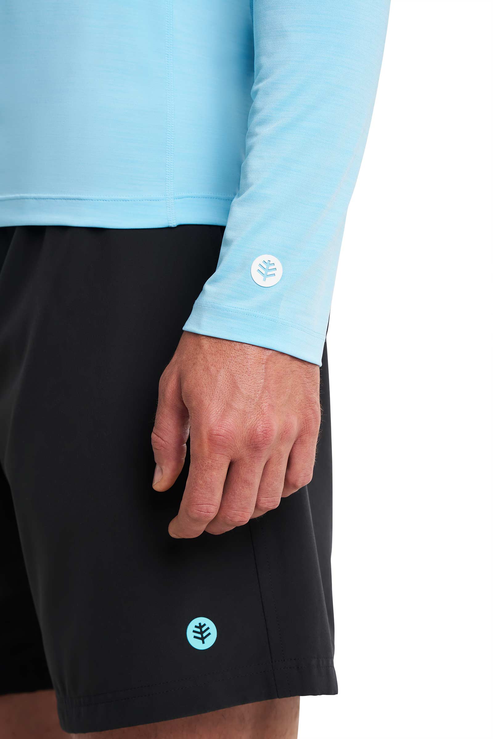 Men's Ultimate Long Sleeve Rash Guard | Arctic Blue Line Texture - Image 8