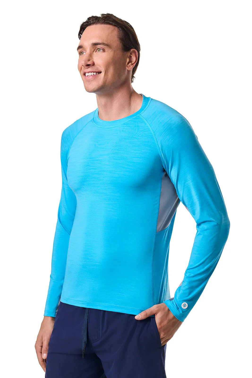 Men's Ultimate Long Sleeve Rash Guard | Malibu Blue Line Texture - Image 3
