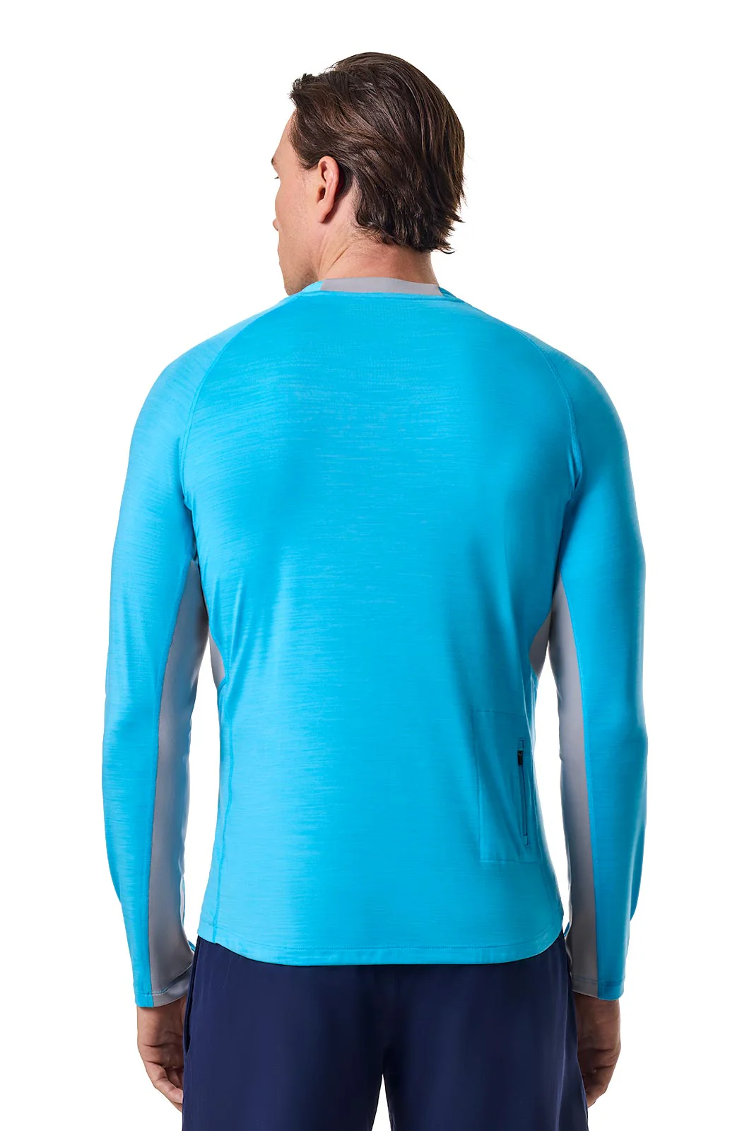 Men's Ultimate Long Sleeve Rash Guard | Malibu Blue Line Texture - Image 4