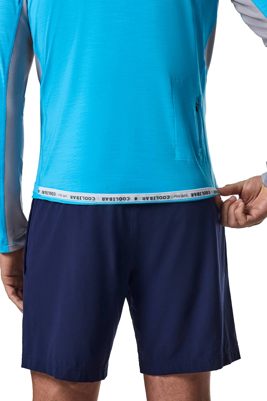 Men's Ultimate Long Sleeve Rash Guard | Malibu Blue Line Texture - Image 9