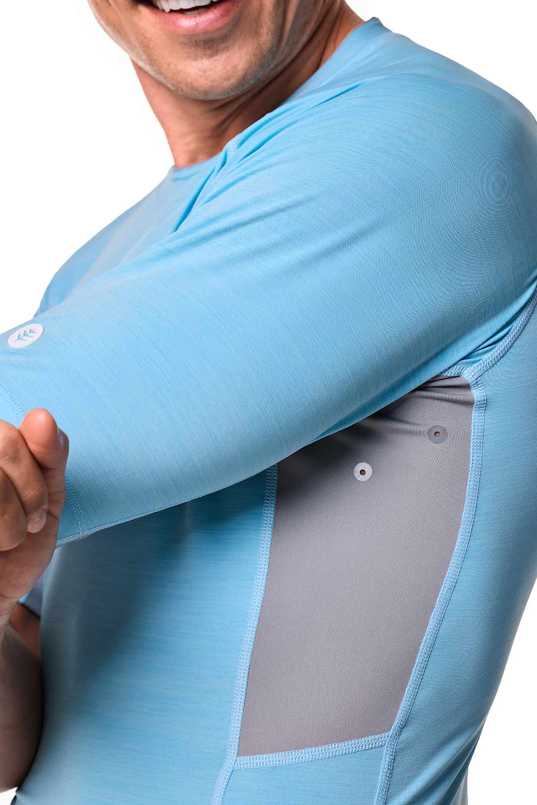 Men's Ultimate Short Sleeve Rash Guard | Arctic Blue Line Texture - Image 6