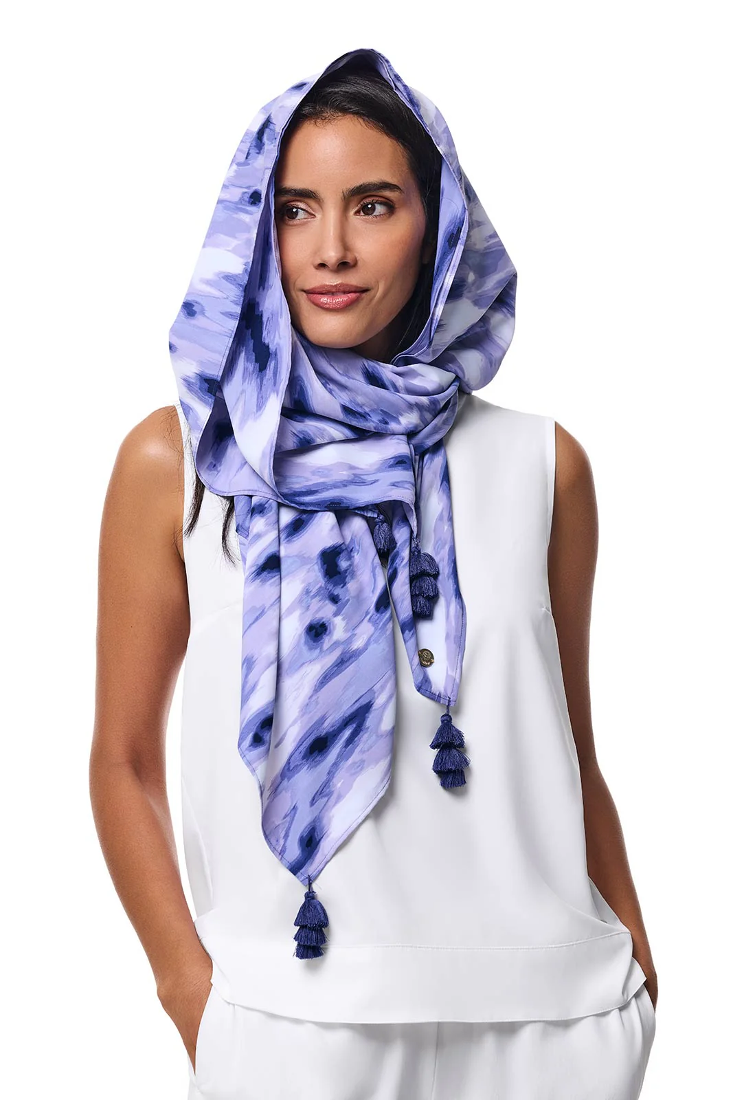Minneola Featherlight Scarf | Future Dusk Icat Watercolor - Image 7
