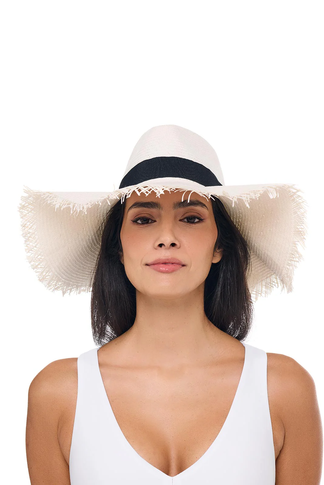 Nassau Shantung Straw Frayed Sun Hat | Dark Brown - Image 3