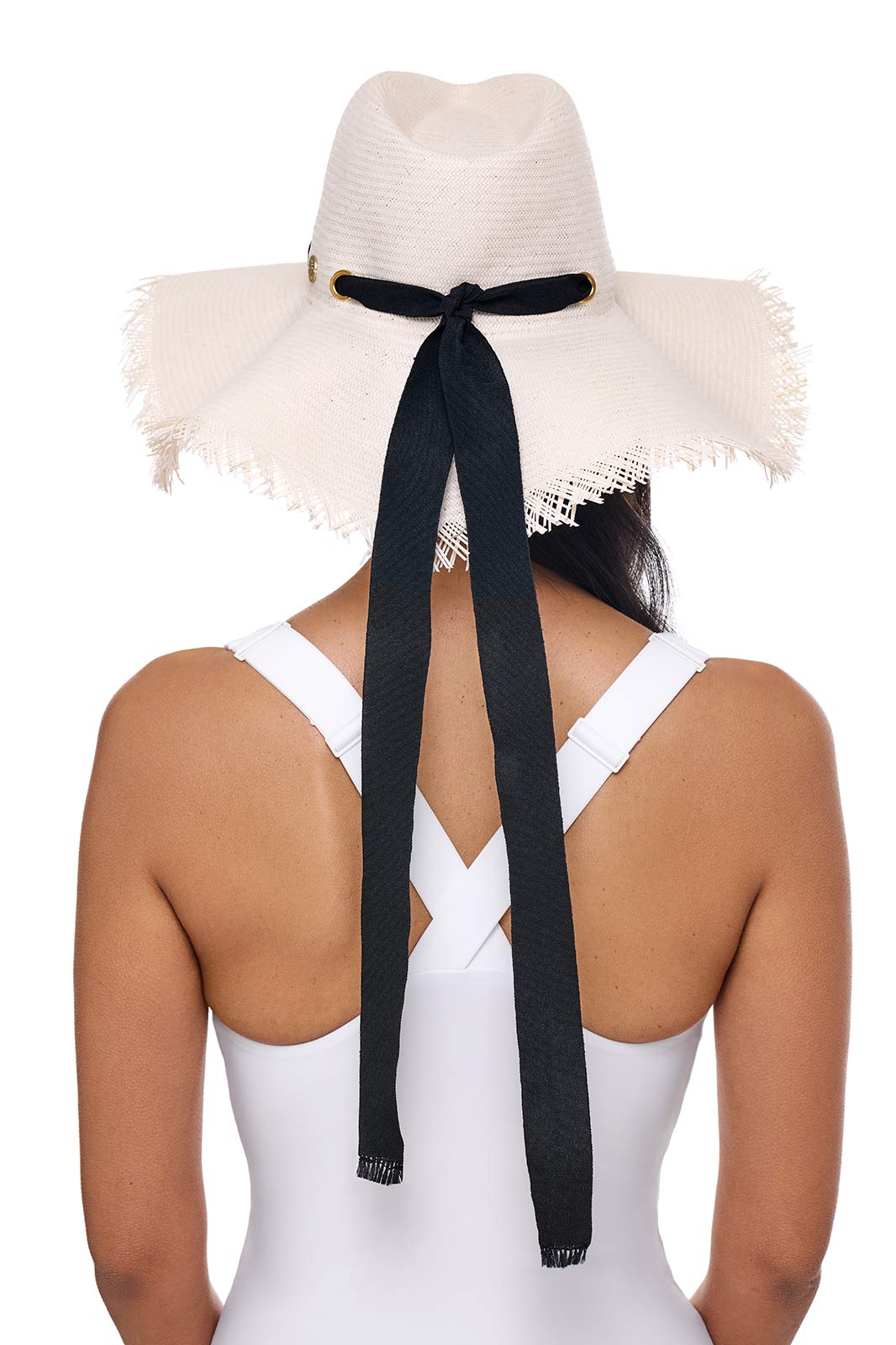 Nassau Shantung Straw Frayed Sun Hat | Dark Brown - Image 6