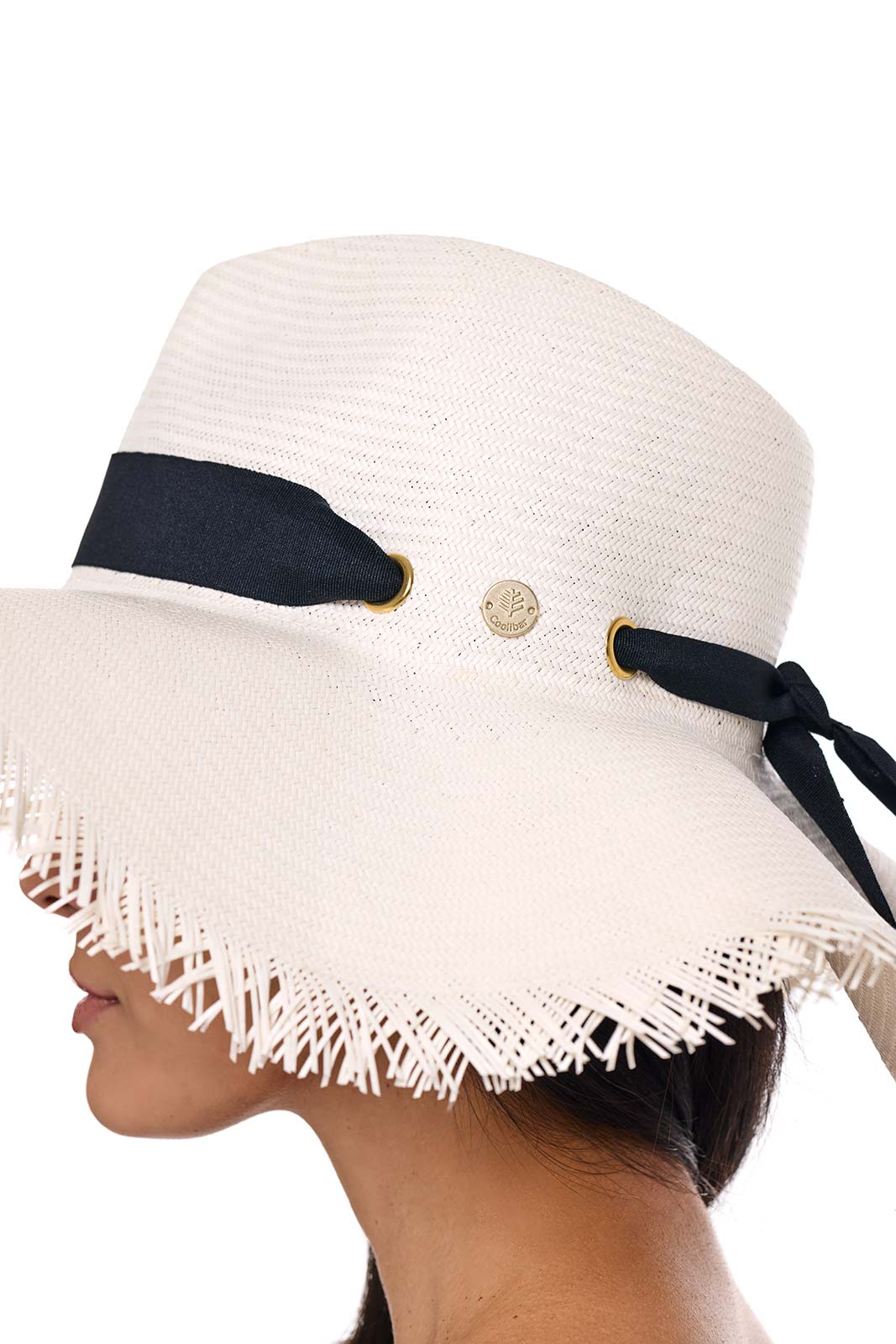 Nassau Shantung Straw Frayed Sun Hat | Dark Brown - Image 8