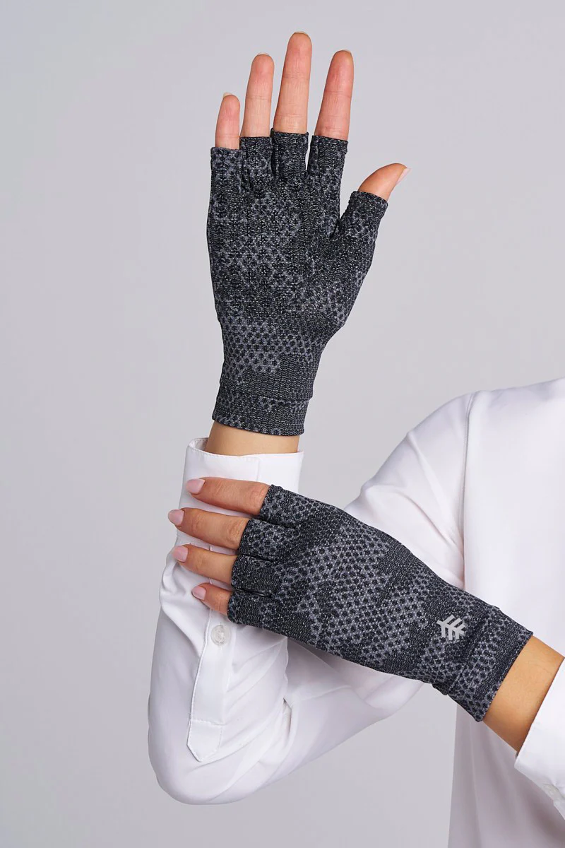 Ouray Fingerless Gloves | Charcoal Coolibar Camo - Image 2