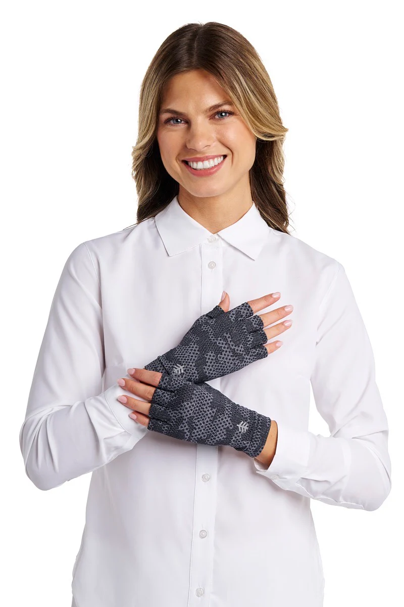 Ouray Fingerless Gloves | Charcoal Coolibar Camo - Image 3