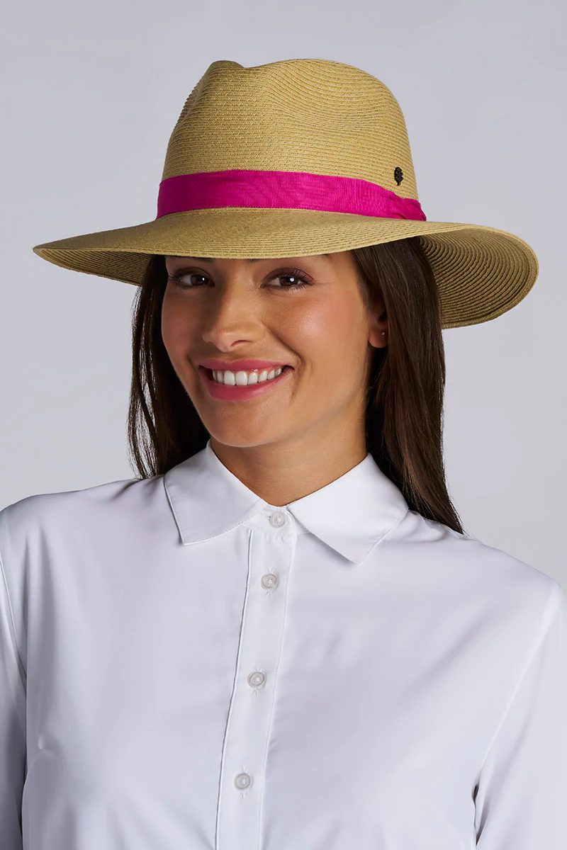 Peyton Packable Panama Style Fedora | Fuchsia - Image 2