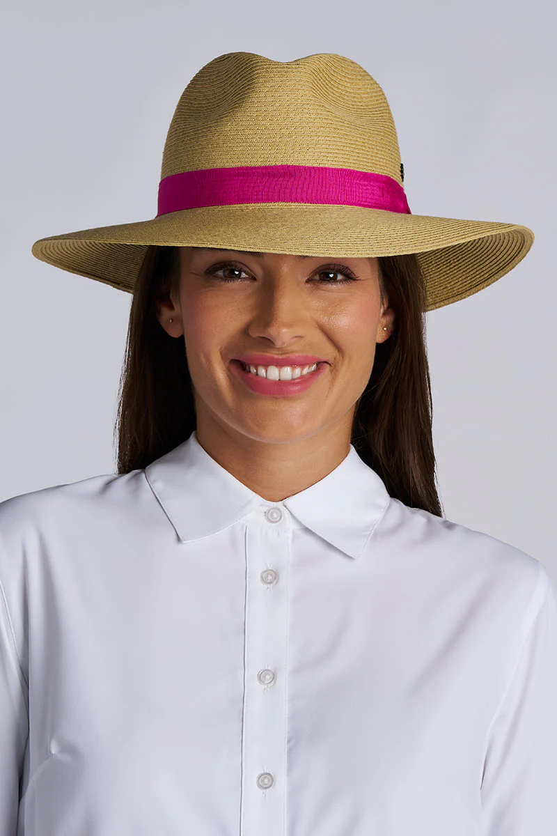 Peyton Packable Panama Style Fedora | Fuchsia - Image 3
