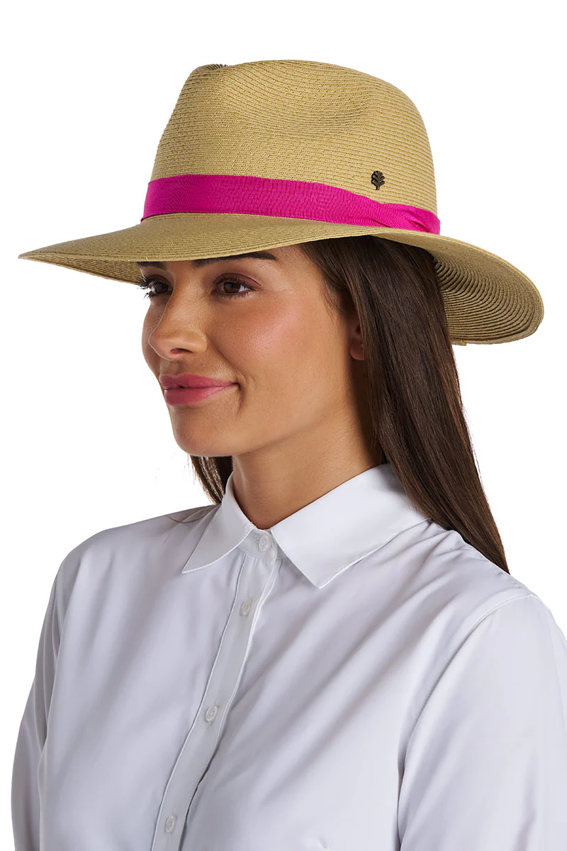 Peyton Packable Panama Style Fedora | Fuchsia - Image 4