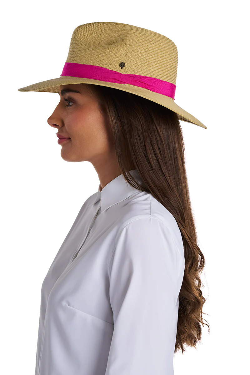 Peyton Packable Panama Style Fedora | Fuchsia - Image 5