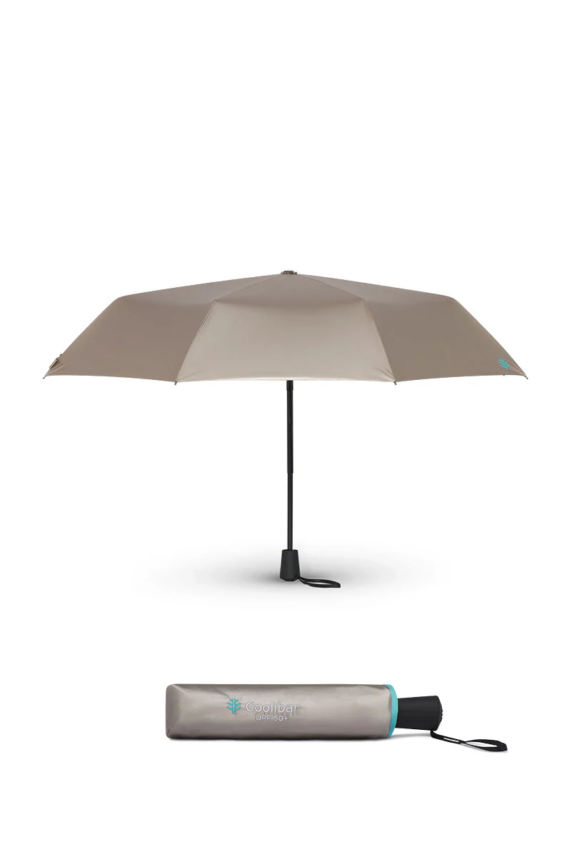 Sanya Compact Umbrella | Gold/Aqua Metallic - Image 2