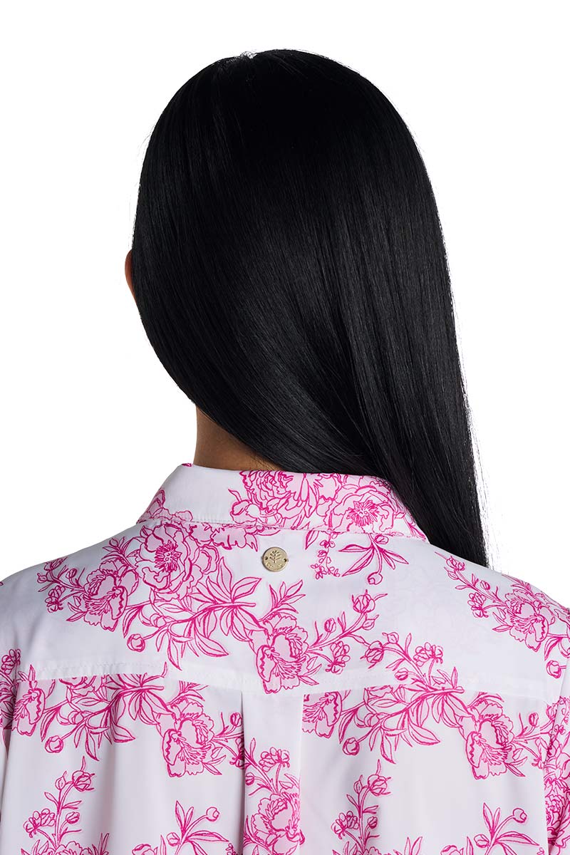 Women's Castaneda Flared Shirt Dress with Long Sleeves | Fuchsia Bouquet - Image 7